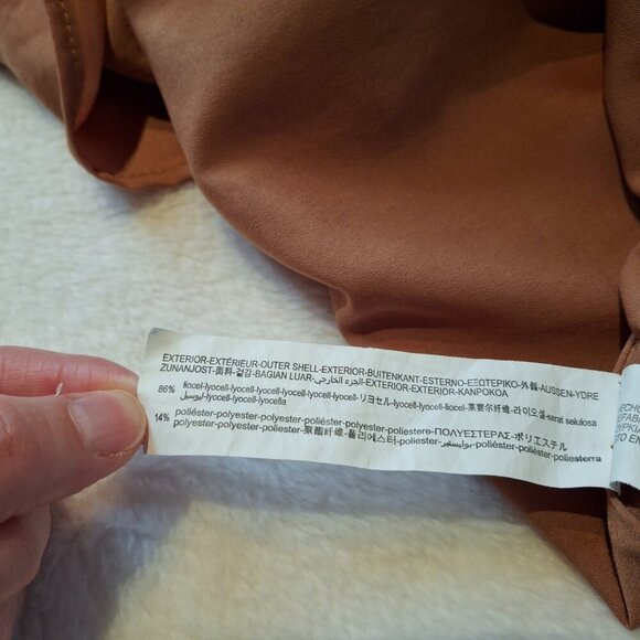 Zara Tie Waist Mini Dress Sz M Elastic Waist Safari Minimalist Neutral Boho - Picture 9 of 16